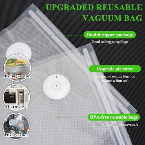 AirBanish Vacuum Sealer, Handheld Vacuum Sealer for Food, Compact Cordless Vacuum Sealer Machine for Travel, Fresh & Save Meal Prep (Vacuum Sealers + 30 Reusable Vacuum Seal Bags) 6