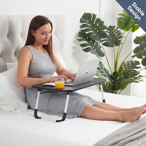 Laptop Bed Tray Table, Adjustable Laptop Stand, Portable Lap Desks with Foldable Legs, Reading Desk for Sofa Couch Floor - Large 7