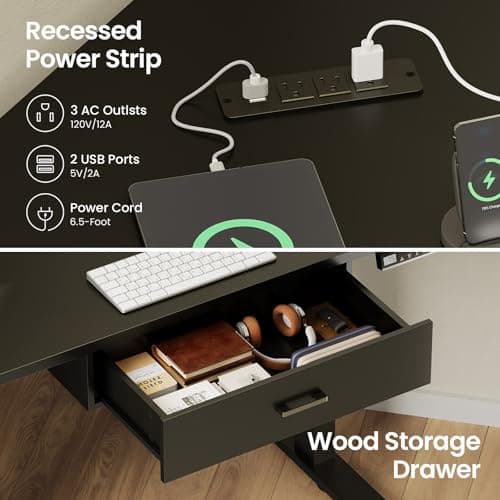 SEDETA Corner Standing Desk, 32'' Small Height Adjustable Electric Computer Desk with Drawer for Gaming, Small Space, Stand up Home Office Writing Desk, Small Gaming Table, Black 5