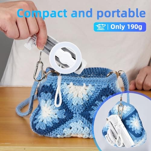 MQOUNY for Magsafe Tripod Stand for iPhone,Portable Pocket Size Selfie Stick with Rechargeable Remote and Metal Ring,Extendable Detachable Cell Phone Tripod Compatible with iPhone/Android (White) 7