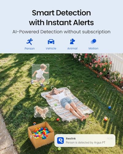 REOLINK Security Cameras Wireless Outdoor, Pan Tilt Solar Powered, 5MP 2K+ Color Night Vision, 2.4/5GHz WiFi, Smart Cameras for Home Security, Works with Home Hub, Argus PT + Solar Panel 5