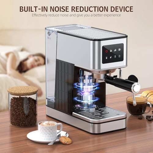 QJA Espresso Machine with Milk Frother, 20 Bar Compact Coffee Machine with Touch Screen & 57.5oz Removable Water Tank for Home, Stainless Steel Espresso Maker for Cappuccino, Latte, Silver 5