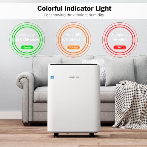 5,000 Sq.Ft Energy Star Dehumidifier For Basement,80 Pints Quiet Dehumidifiers For Home,Large Room, Bedroom With Drain Hose, 1.35 Gallon Water Tank,Smart Humidity Control & Display,4 Operation Modes 5