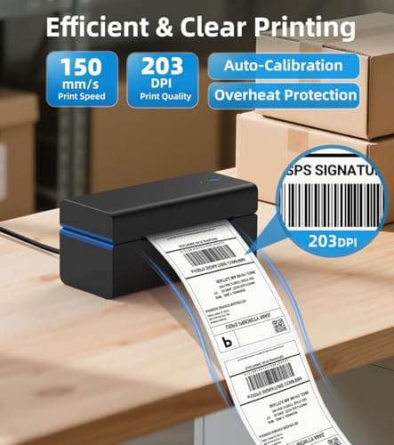 ORGSTA Bluetooth Shipping Label Printer T001-Plus Wireless 4x6 Thermal Label Printer for Small Business Support Android iPhone & Windows Widely Used for Amazon, Ebay, Shopify, Etsy, USPS 6