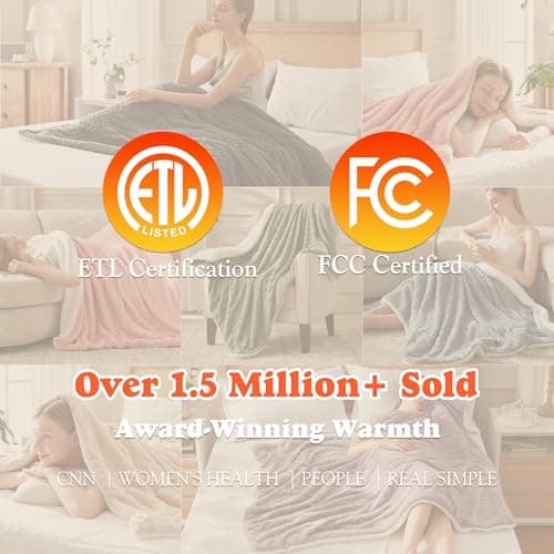 ACCU-WARMTH Tufted Heated Blanket Throw Size- Fast Warming with 6 Heat Settings & 4 Hours Auto-Off, Electric Throw Blanket for Couch, 50"x60", London Grey 6