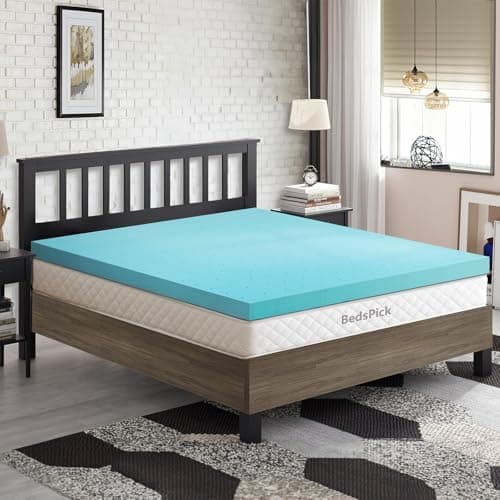 BedsPick Mtress Topper Twin 3 Inch Gel Infused Memory Foam Mattress Topper Twin – Single Bed Mattress Pad – Ventilated and Breathable – CertiPUR Certified
