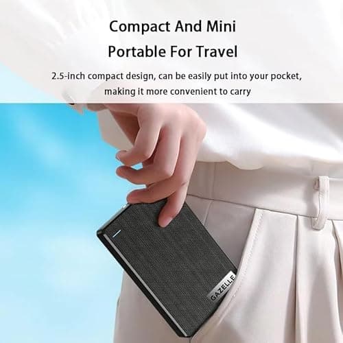 GAZELLE High-Speed 500GB Ultra Slim Portable External Hard Drive - 2-in-1 Type C & USB 3.0, Compatible with PC, Mac, Laptop, PS4, Xbox, iPad, Tablet, Mobile (Black) - 1 Year Warranty 7