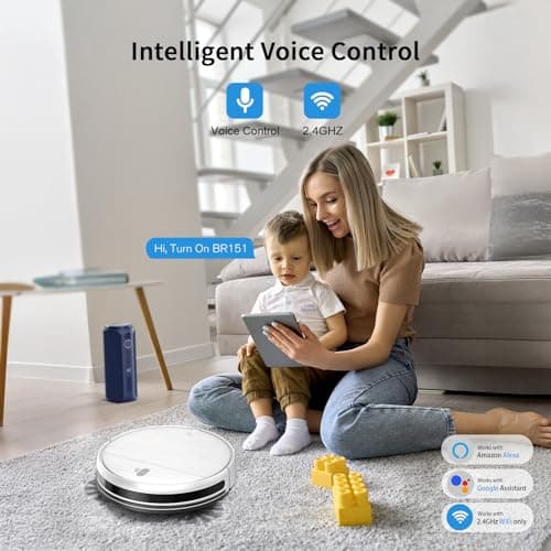 MAMNV Robot Vacuum and Mop, Robotic Vacuum Cleaner with Alexa/Voice/App,for Pet Hair, Self-Charging & Zigzag Path Cleaning, 2 in 1 for Carpet & Hard Floor 7