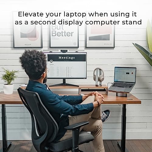 HumanCentric Laptop Riser for Desk in Black Walnut Wood Top and Space Gray Aluminum Base, Compatible with MacBook and Other Laptops Up to 16 Inches, Ergonomic Computer Holder, 25-Degree Angle Tilt 6