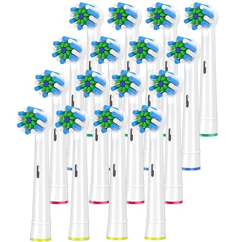 Toothbrush Heads Compatible with Oral B Electric Toothbrush,16Count White Cross Clean Toothbrush Heads Refill for Braun Toothbrush, Medium Brush