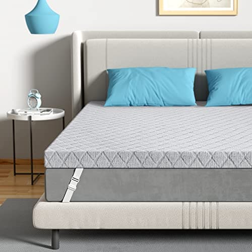 Sleepmax 4 Inch Extra Firm Mattress Topper Queen - Relieve Back Pain - High Density Memory Foam Pad with Skin-Friendly Cover