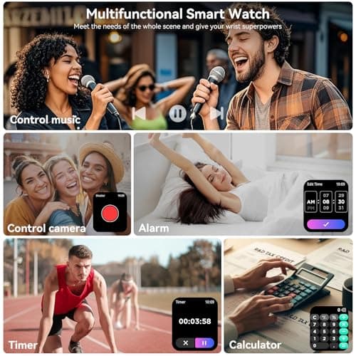 Smart Watch, 14-Day Battery Life,1.83" HD Touchsreen, 130 Sports Modes, Bluetooth Call & Make Call, Health, Fitness & Sleep Tracker, Timer, 5 ATM Water-Resistance, Fitness Watch for Android/iOS, Black 6