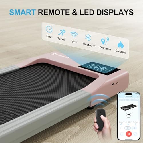SupeRun Walking Pad, Under Desk Treadmill, 3 in 1 Portable Treadmill with Remote Control LED Display, 2.5 HP Quiet Walking Jogging Machine for Office Home Use, 300 Lbs Capacity 5