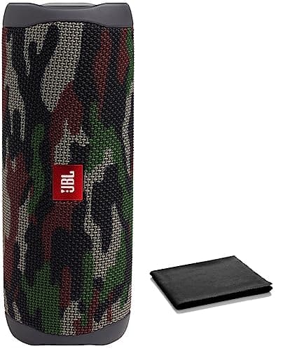 JBL Flip 5 Waterproof Portable Bluetooth Speaker for Travel, Outdoor and Home - Wireless Stereo-Pairing - Includes Microfiber Cleaning Cloth - Squad