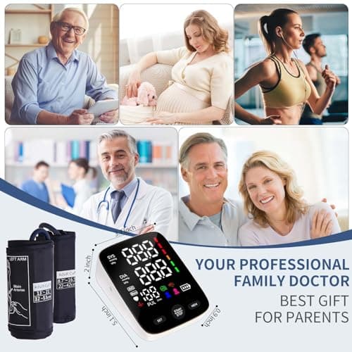 EfficVerwal Blood Pressure Monitor Upper Arm,Accurate Digital BP Machine for Home Use,2-User 240 Sets Memory,2 M/XL Cuffs (8.7"-21"),Large Backlit LED,Lifetime Support 6