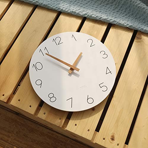 mooas Flatwood Wall Clock, Analog Wall Clock, Silent Non-Ticking 12 inch Modern Wall Clocks Battery Operated for Office, Home, Bathroom, Kitchen, Bedroom, School, Living Room 8