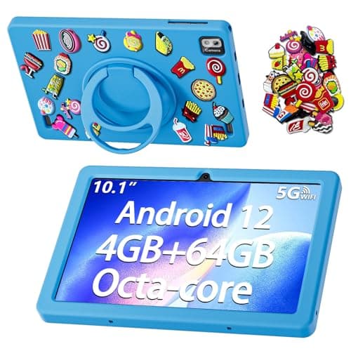 SGIN 10 Inch Tablet 4GB RAM 64GB ROM, Android 12 Tablet with Case, Octa-Core 2.0Ghz Processor, 1280 * 800 IPS, 2MP+5MP Camera, 6000mAh, GPS, WiFi, Bluetooth (Blue)