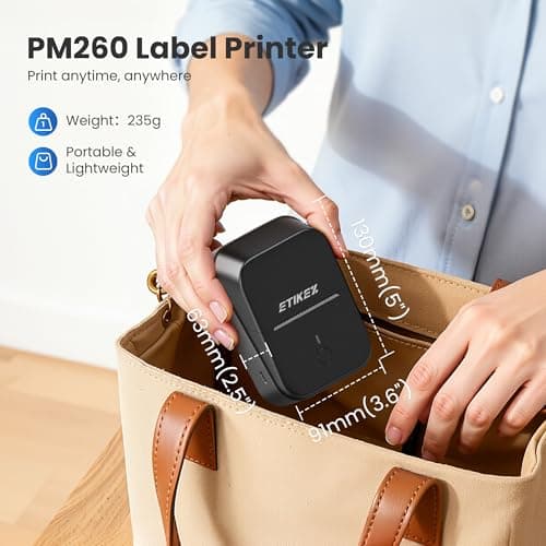 ETIKEZ PM260 Label Maker Machine with Tape, 2 Inch Label Tape Maker Bluetooth Label Printer, Inkless Portable Label Maker with Smart AI APP for Home, Kitchen, School, Office Organization, Black 8