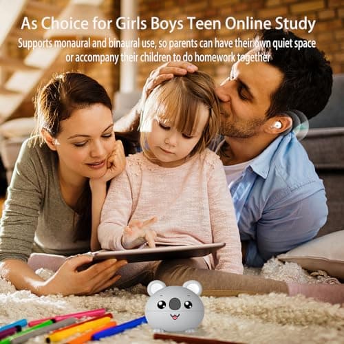 Kids Earbuds, 85dB Safe Volume to Protect Hearing, Bluetooth Earbuds for Kids with Mic, 30H Playtime, Safe Material, Lightweight, Waterproof, Touch Control, Wireless Ear Buds for School Travel, Koala 9