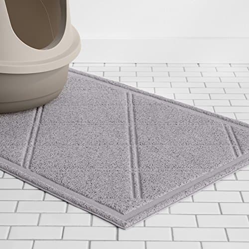 Amazon Basics Less-Mess Litter Trapping Cat Litter Box Mat, Soft on Kitty Paws, Waterproof, Scatter Control, 24" x 35", Grey 5