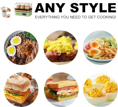 Evoloop Rapid Egg Cooker Electric 6 Eggs Capacity, Soft, Medium, Hard Boiled, Poacher, Omelet Maker Egg Poacher With Auto Shut-Off, BPA Free (Green) 8