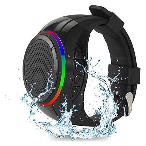 Frewico X10 Wearable Bluetooth Speaker Watch with RGB Lights, IP45 Waterproof Wrist Speaker, TF Card MP3 Player, Remote Selfie, TWS Stereo, Mic for Cycling, Running(Black)