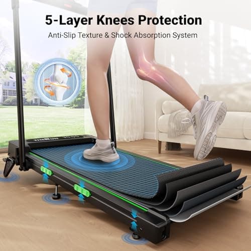 THERUN Walking Pad, 2 in 1 Foldable Treadmills for Home, 2.5HP Under Desk with Handle Bar, 16" Widened Running Belt, with Remote Control & LED Touch Screen 4