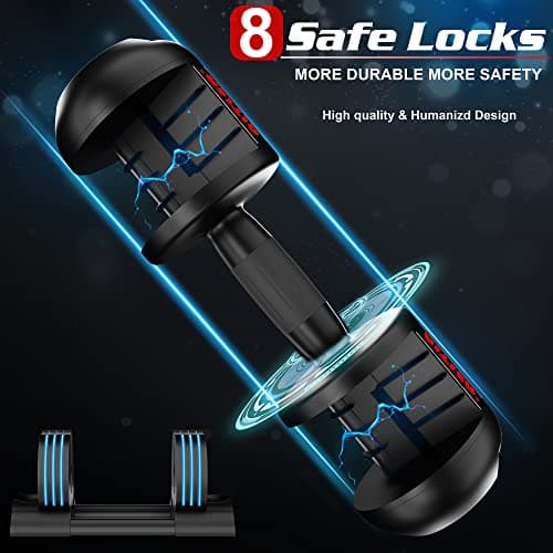 ALTLER 52LB pair Dumbbell Set with Tray for Workout Strength Training Fitness, Adjustable Weight Dial Dumbbell with Anti-Slip Handle and Weight Plate for Home Exercise 5