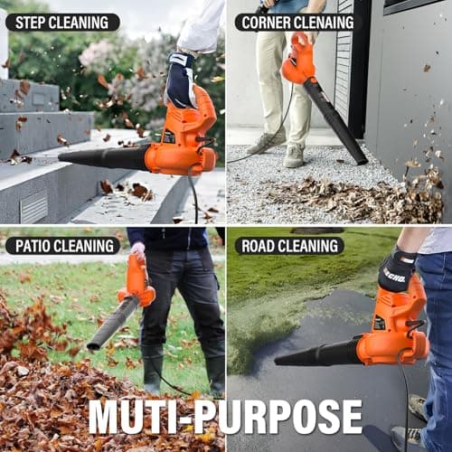 MAXLANDER Leaf Blower Corded, 7-AMP 350CFM/155MPH Electric Leaf Blower, Lightweight Handheld Small Leaf Blowers for Lawn Care 7