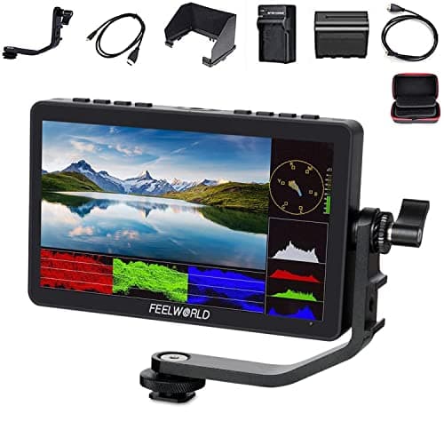 FEELWORLD F5 Pro V4 +NP-F970 Battery+ Charger+Carry Case 6 Inch Touch Screen DSLR Camera Field Monitor with 3D LUT F970 External Kit Install for Power Wireless Transmission IPS FHD 1920x1080 4K HDMI