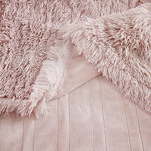 Serta Mila Shaggy Heated Throw Blanket - Soft Faux Fur Heated Blanket, Fast Heating, Auto Shut Off Timer, Low EMF, 5 Heat Setting, ETL Certified, Machine Washable Electric Blanket, Blush 50"x60" 7