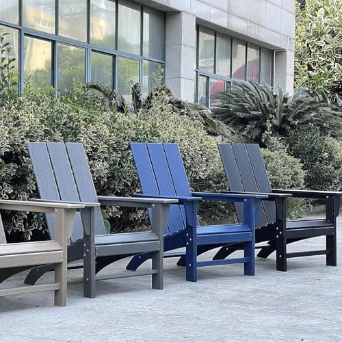 POLYDUN Modern Adirondack Chair, HDPE Plastic Patio Chairs for All Weather, Fire Pit Chair, Outdoor Lawn Chairs for Deck, Porch, Backyard, Garden, Dark Gray 6