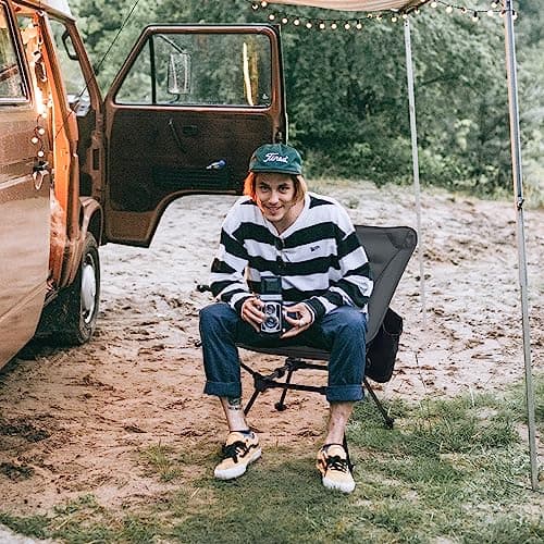 Sutekus Portable Camping Folding Chair Lightweight Camp Chair With Cup Holder and Side Bag Compact Backpacking Chairs for Camp Hiking Lawn Beach Sports (Black) 7