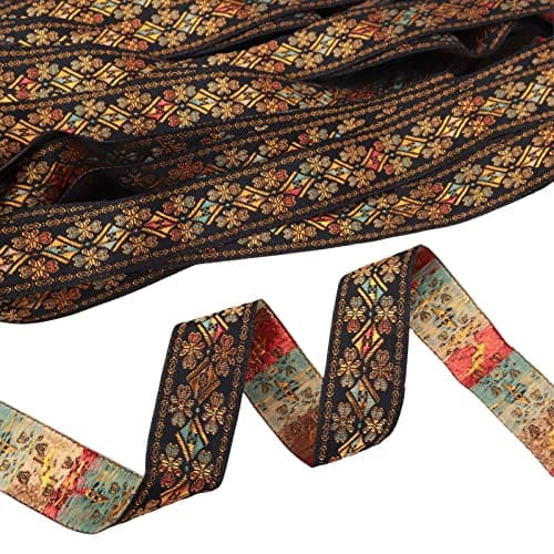 IDONGCAI Jacquard Ribbon, 10 Yards Narrow Black Rhombus Jacquard Trim Geometric Embroidered Ribbon for Sewing.