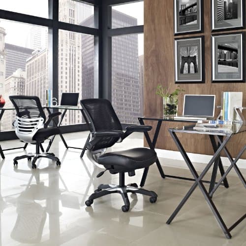 Modway Edge Mesh Back and Mesh Seat Office Chair In Black With Flip-Up Arms in Black 7