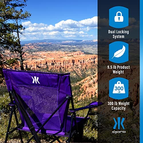 Kijaro Dual Lock Portable Camping Chairs - Enjoy the Outdoors with a Versatile Folding Chair, Sports Chair, Outdoor Chair & Lawn Chair - Dual Lock Feature Locks Position – Kawachi Purple 7