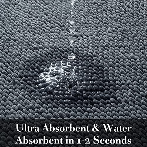 SONORO KATE Bathroom Rug 32"×20", Non-Slip Bath Mat,Soft Cozy Shaggy Thick Chenille Bath Rugs for Bathroom,Plush Rugs for Bathtubs,Water Absorbent Rain Showers and Under The Sink (Dark Grey) 5