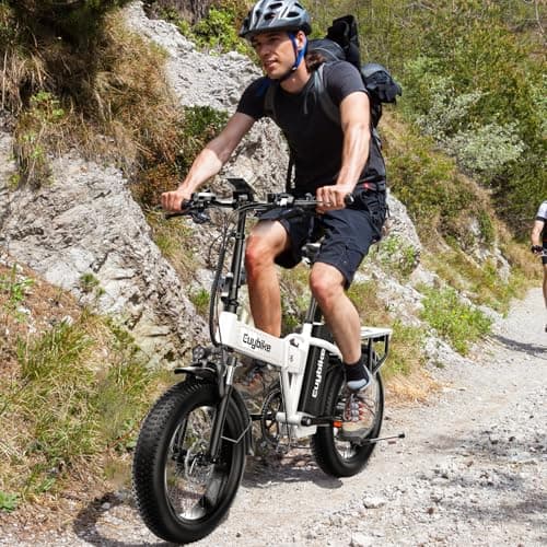 1000W Folding Electric Bike, 48V 20AH Large Removable Battery E Bike, 30+MPH, 80 Miles Max Range, 20" Fat Tire Electric Bicycle for Adults, Adult Electric Bicycles for Commute Beach Snow,Matte White 6