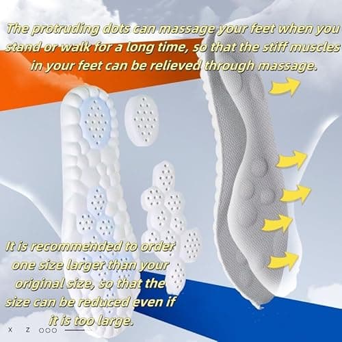 Insoles for Women Man,Cloud Soles for Men Women,4D Cloud Soles for Men,Anti Fatigue, Shock Absorption, Foot Pain Relief (Gray, L) 7