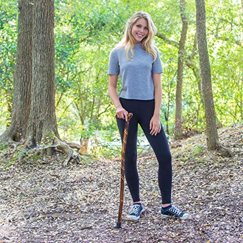 RMS Wood Cane - 36 Inches Natural Wood Walking Stick - Handcrafted Wooden Offset Cane for Men or Women (Spiral) 7