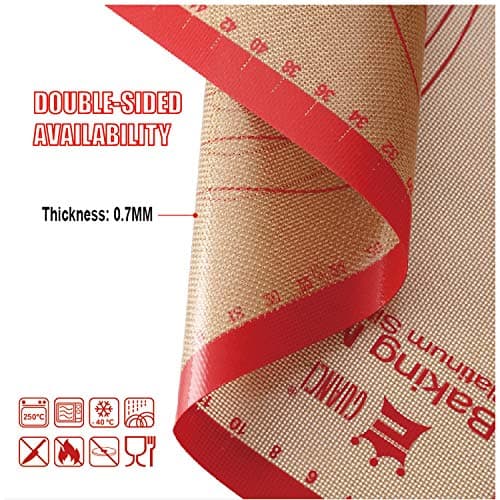 Silicone Baking Mat Set of 6, GUANCI Grade Food Baking mats Non-Stick Reusable Pizza Bakeware Mat for Making Macaroon, Pizza, Cookie, Pastry, Bread, Bun（Red） 9