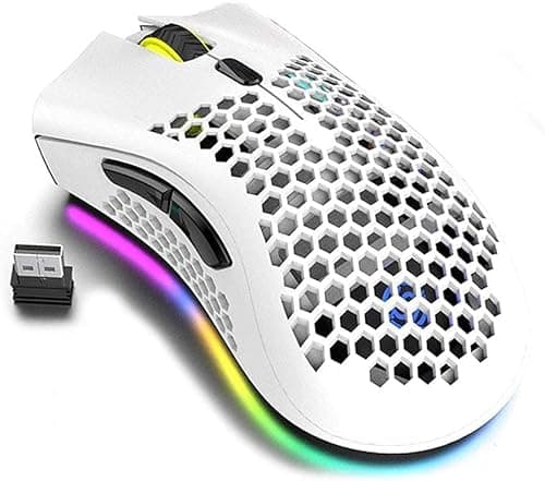 Yevsinbay Wireless Gaming Mouse, Lightweight Gaming Mouse, Rechargeable RGB Backlight Computer Mouse with USB Receiver, Adjustable DPI, 2.4GHz Wireless Mouse for PC Mac Gamer