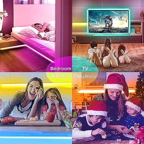 hyrion Smart LED Light Strips,50 ft WiFi LED Light,Sound Activated Color Changing with Alexa and Google,Sync Music with Led Strip Lights for Bedroom for Living Room, Home Decor 7