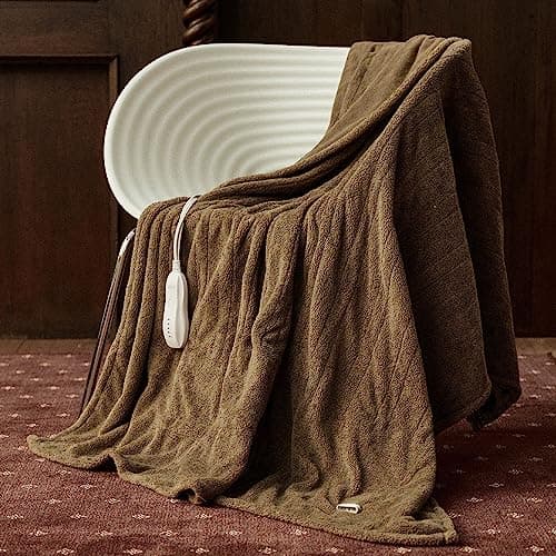 Heated Blanket Electric Throw 50" x 60" -Heated Throw Blanket with 5 Heating Levels & 3 Hours Auto Off,Machine Washable,ETL & FCC Certification,Over-Heat Protect（Alpaca）