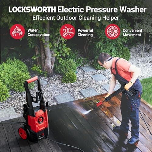 Electric Pressure Washer Power Washer with Foam Cannon & 4 Quick Connect Nozzles, Portable High Pressure Cleaning Machine for Cars Driveways Patios Outdoor Cleaning 6