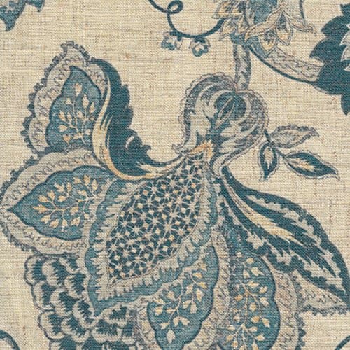 HomePop Upholstered Counter Height Barstool, 24-inch, Blue and Tan Jacobean 6