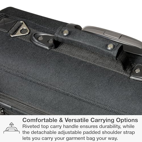 Traveler's Choice Carry-On Softside 8-Wheeled Spinner Garment Bag Luggage, Black, 21-Inch 8