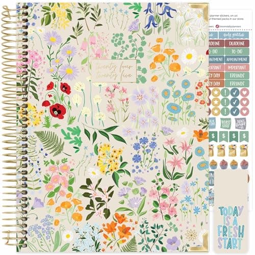 HARDCOVER bloom daily planners 2024-2025 (8.5" x 11") Academic Year Day Planner (July 2024 - July 2025) - Passion/Goal Organizer - Monthly & Weekly Inspirational Agenda Book - Garden Party, Beige