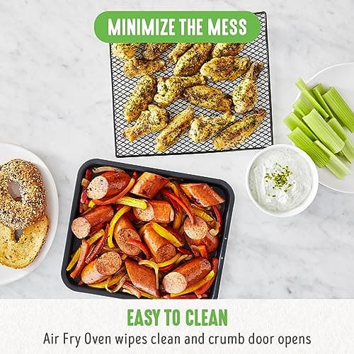 GreenLife Countertop Toaster Oven Air Fryer Stainless Steel, Healthy Ceramic Nonstick, PFAS Free, Tray & Basket, Bake, Broil, Reheat, Adjustable Temp & Time Control, Auto Shutoff, Turquoise 9