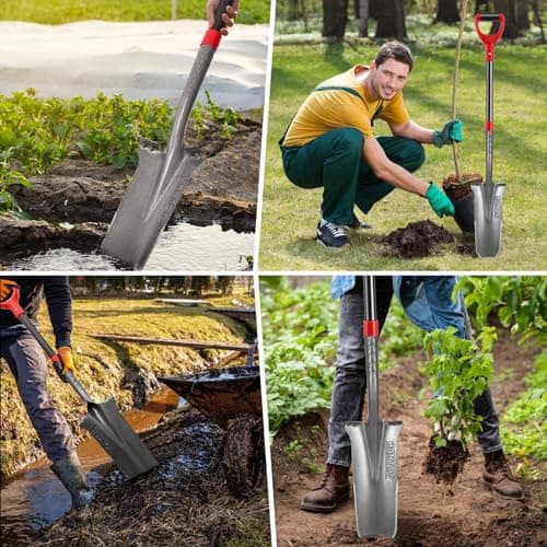 Hantop Drain Spade, Digging Garden Shovel with Fiberglass Handle for Digging,Gardening,Trenching,Transplanting,44 inches 6